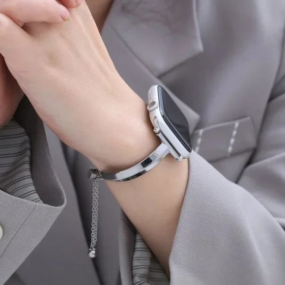 NEW Luxury Adjustable Diamond Steel Bracelet band For Apple Watch - Silver - Picture 2 of 8